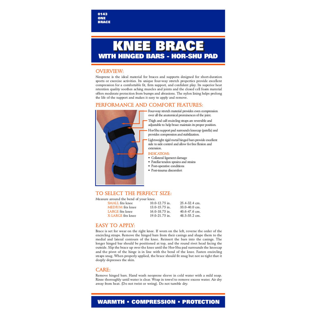 OTC Neoprene Knee Sleeve - Hor-shu Pad, Hinged Bars – Compression