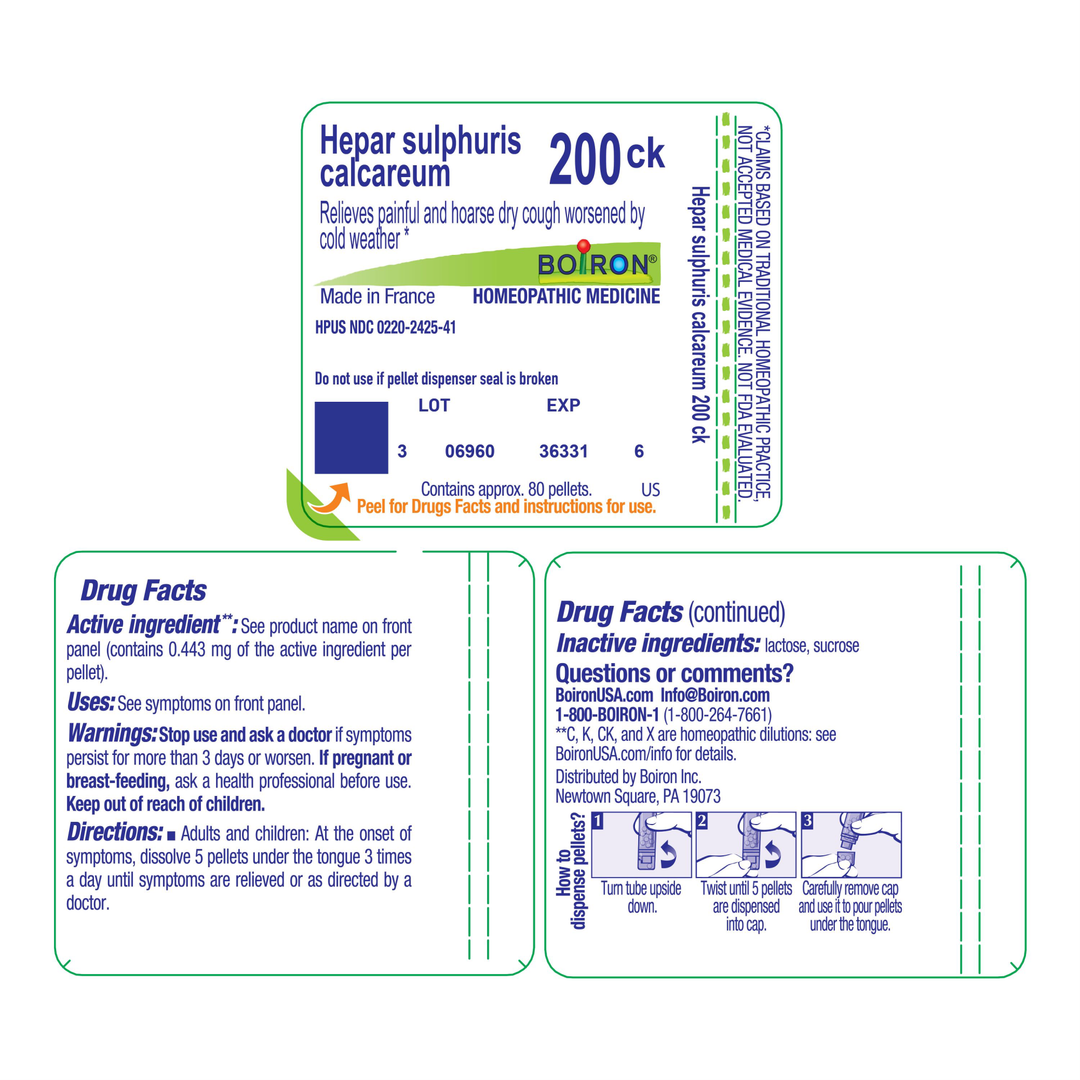 Hepar sulphuris calcareum 200CK 80 Pellets