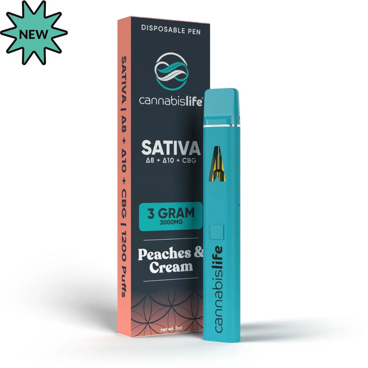 Cannabis Life | Peaches N’ Cream THC Vape Pen | 3g Hybrid – Delta 8 THC Disposable Vape