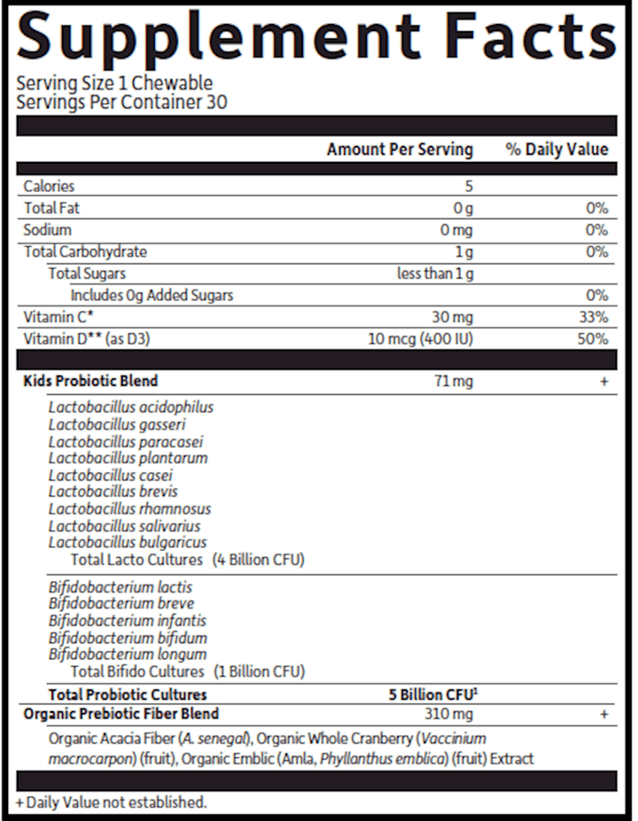 Organic Kids Probiotics Strw/Ban 30chews - FAR HILLS PHARMACY STORE