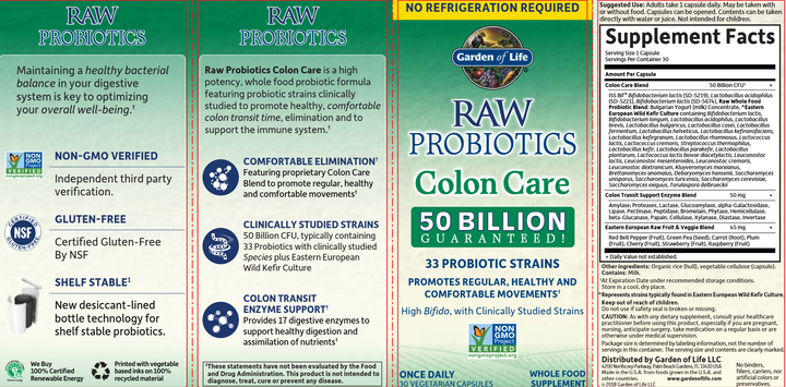 RAW Probiotics Colon Care 30 vcaps