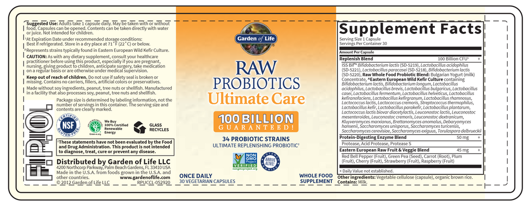 RAW Probiotics Ultimate Care 30 vcaps