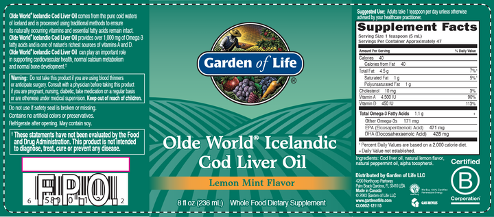 Olde World Icelandic Cod Liver Oil 8 oz