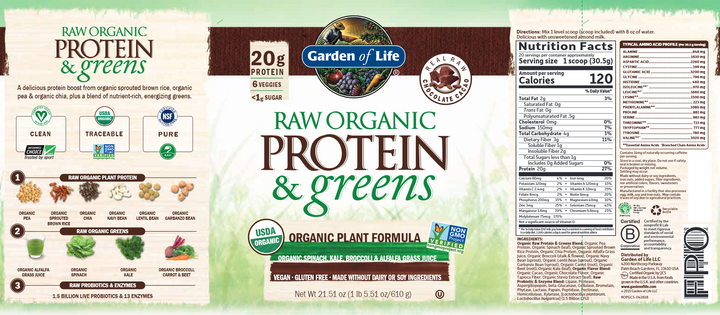 RAW Protein & Greens Chocolate 21.51 oz