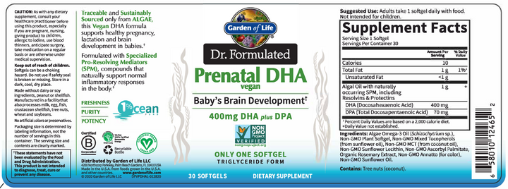 Dr. Formulated Prenatal DHA Vegan 30 softgels