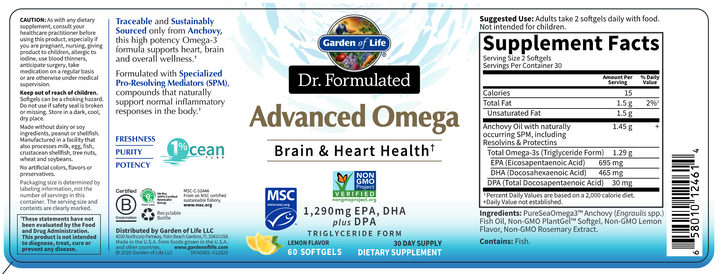 Dr. Formulated Advanced Omega Lemon 60 softgels