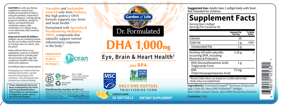 Dr. Formulated DHA 1000 mg 30 softgels