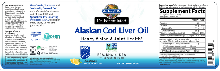 Dr. Formulated Cod Liver Oil 40 serv