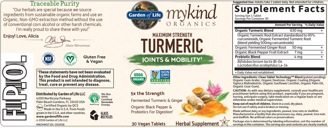 Maximum Strength Turmeric, Organic 30 vtabs - FAR HILLS PHARMACY STORE