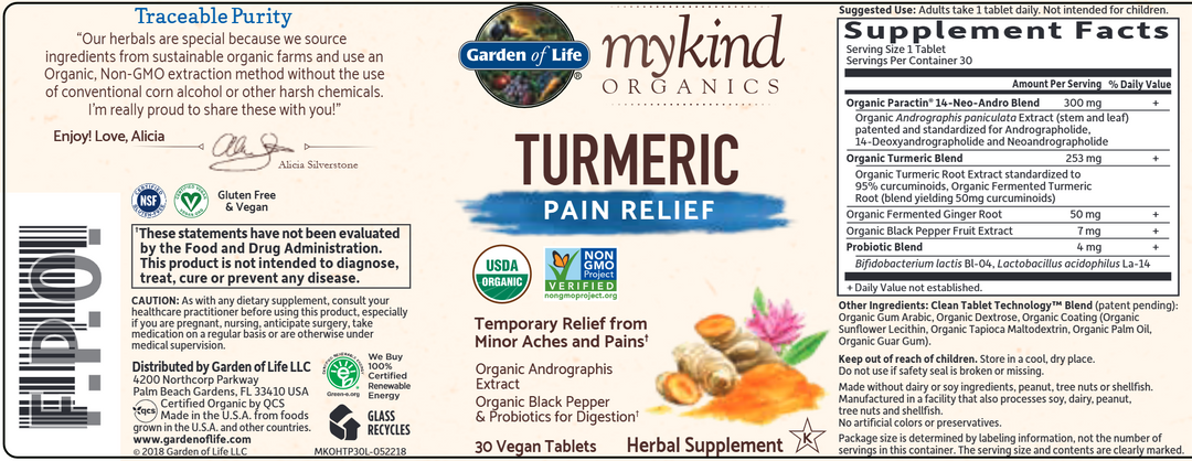 Mykind Organic Turmeric Pain Relief 30 Tabs