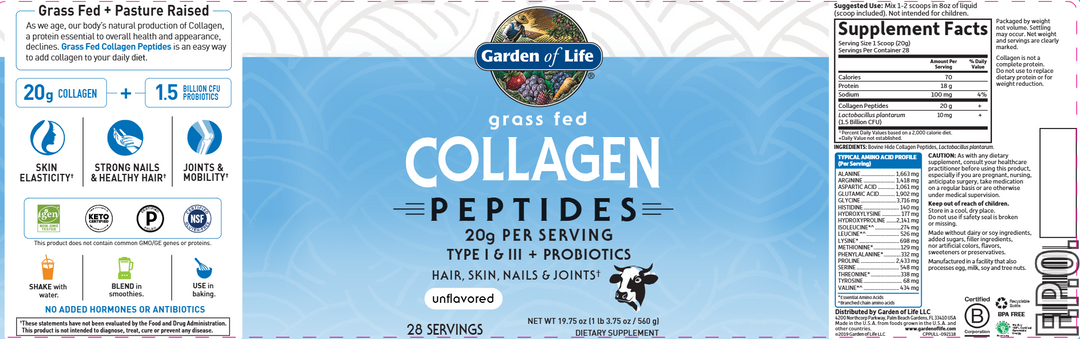 Grass Fed Collagen Peptides 19.75 oz