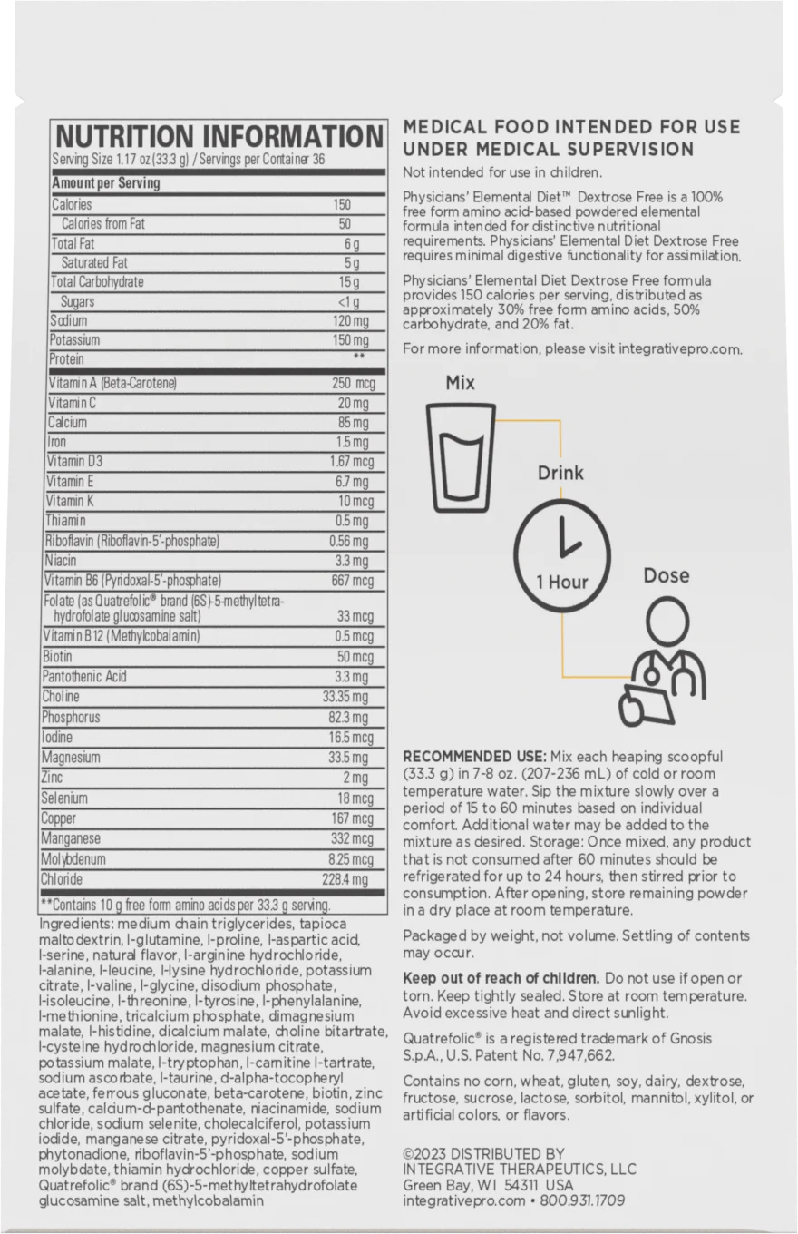 Physicians' Elemental Diet™ Dextrose Free