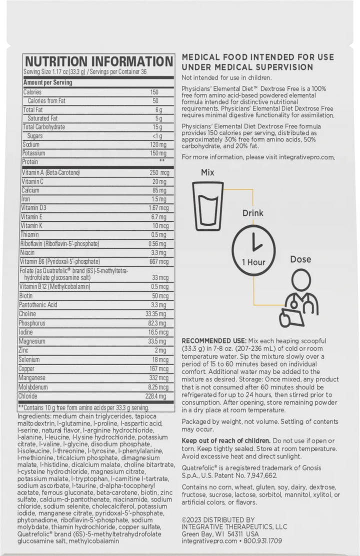 Physicians' Elemental Diet™ Dextrose Free