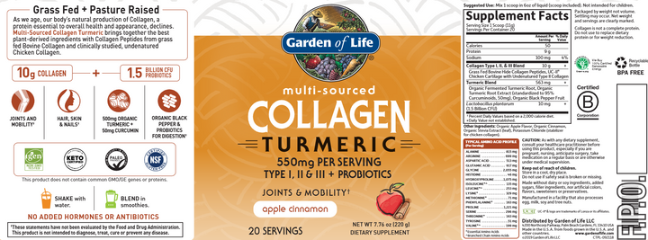 Multi Source Collagen Turmeric Apple Cinnamon 7.76 oz