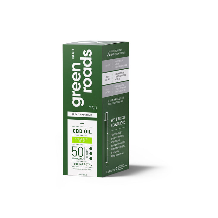 GREEN ROADS | BROAD SPECTRUM CBD TINCTURE APPLE KIWI | 50MG-30ML