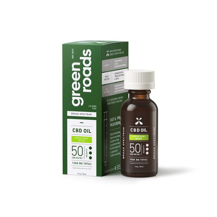 GREEN ROADS | BROAD SPECTRUM CBD TINCTURE APPLE KIWI | 50MG-30ML