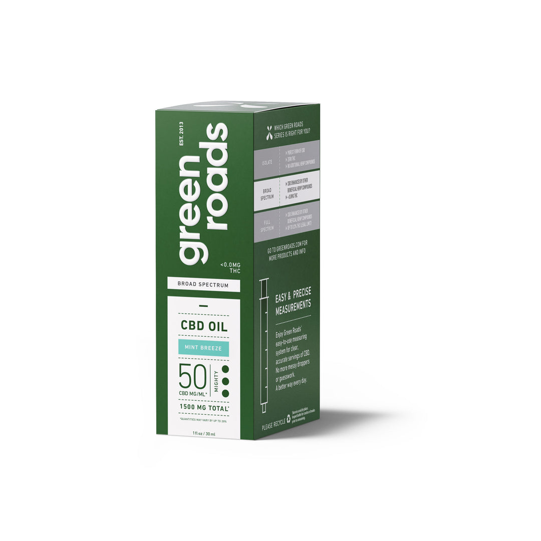 GREEN ROADS | BROAD SPECTRUM CBD TINCTURE MINT BREEZE | 50MG-30ML