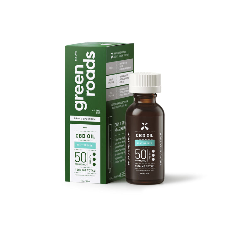 GREEN ROADS | BROAD SPECTRUM CBD TINCTURE MINT BREEZE | 50MG-30ML