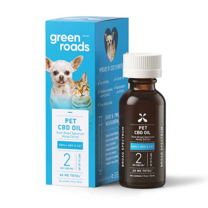 GREEN ROADS | BROAD SPECTRUM CBD TINCTURE FOR DOGS | 60MG-30ML