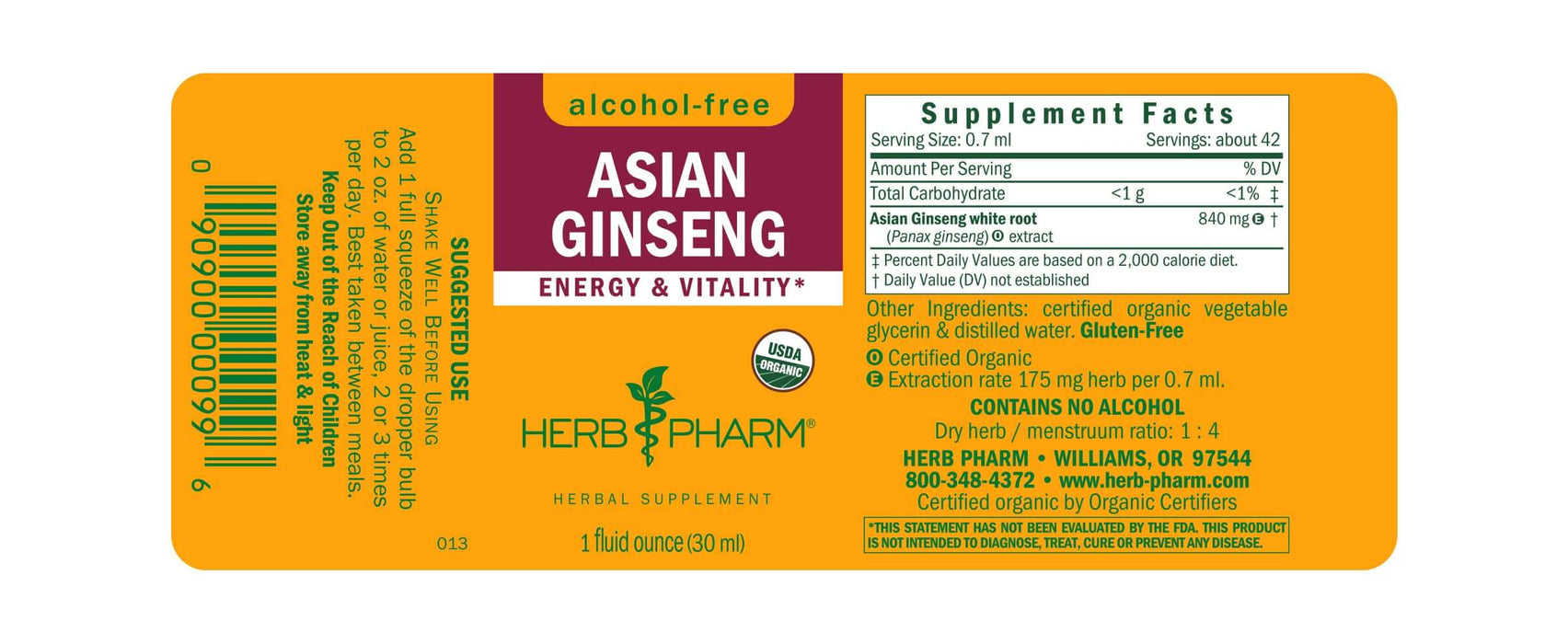 Asian Ginseng, Alcohol-Free