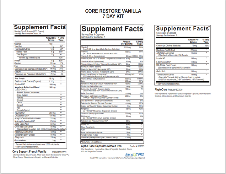 Core Restore 7-Day Kit (Vanilla)