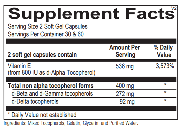 Natural Vitamin E Mixed Tocopherols