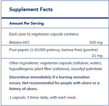 Betaine HCl Pepsin 250 capsules