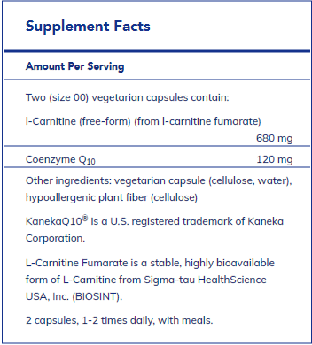 CoQ10 l-Carnitine Fumarate 120's - FAR HILLS PHARMACY STORE