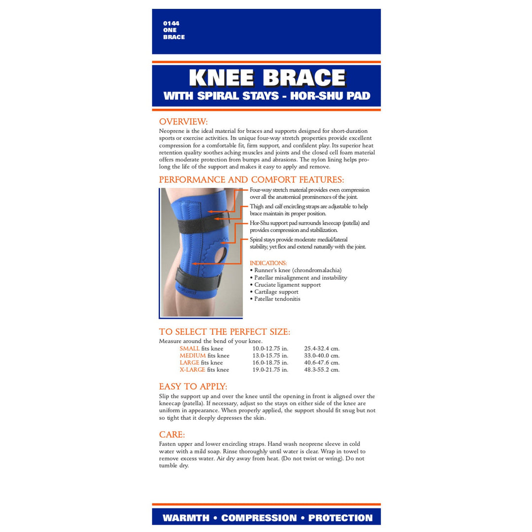 0144 / NEOPRENE KNEE SLEEVE - HOR-SHU PAD, SPIRAL STAYS