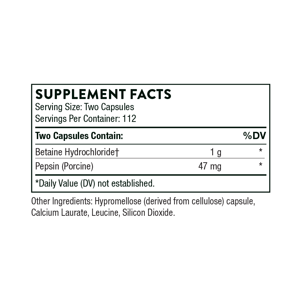 Betaine HCL & Pepsin 225 Caps - FAR HILLS PHARMACY STORE